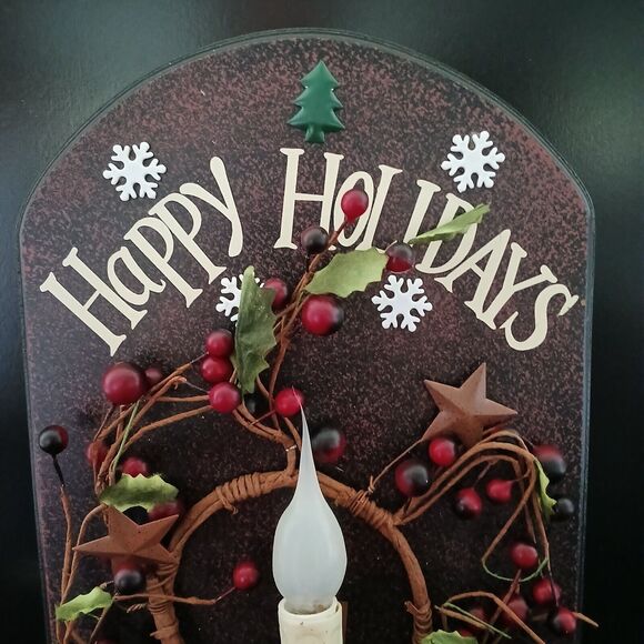 Happy Holidays Light Up Hanging Wall Plaque Plug in Christmas Decoration - Picture 5 of 9